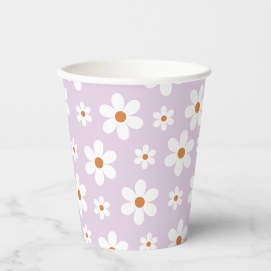 Gobelets En Papier Groovy Retro Daisy Violet (Recto)