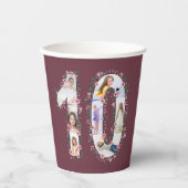 Gobelets En Papier Gros 10e anniversaire fille photo Collage Fleur ro (Recto)