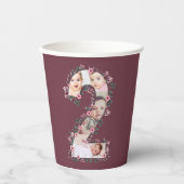 Gobelets En Papier Gros 2e anniversaire fille photo Collage Fleur ros (Recto)