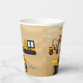 Gobelets En Papier Gros Camions de Construction Jaune Remorque (Droite)
