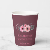 Gobelets En Papier Grosse 21e anniversaire Pink Flower Photo Collage  (Verso)