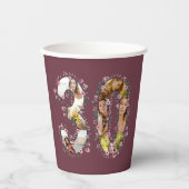 Gobelets En Papier Grosse 30e anniversaire Pink Flower Photo Collage  (Recto)