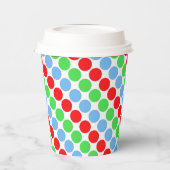 Gobelets En Papier Grosse pois multicolore années rétro (Gauche)