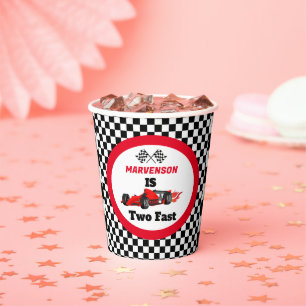 Gobelets En Papier Grossissant DEUX Fast Race Car Boy 2e Anniversaire