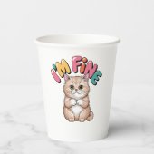 Gobelets En Papier Grumpy Cat "I'm Fine" Funny Cartoon Shirt (Verso)