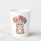 Gobelets En Papier Grumpy Cat "I'm Fine" Funny Cartoon Shirt (Recto)