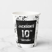 Gobelets En Papier Grunge Paint Splatter Black & White Birthday (Verso)