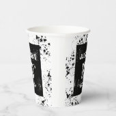 Gobelets En Papier Grunge Paint Splatter Black & White Birthday (Droite)