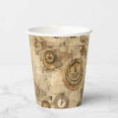 Gobelets En Papier Grunge Rustic Steampunk Horloge (2) (Verso)
