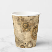 Gobelets En Papier Grunge Rustic Steampunk Horloge (2) (Recto)