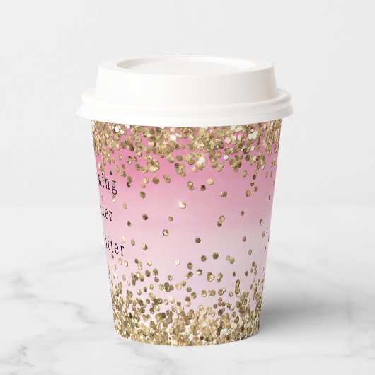 Gobelets En Papier Guillemet de Parties scintillant Gold Sparkle Pink (Gauche)