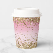 Gobelets En Papier Guillemet de Parties scintillant Gold Sparkle Pink (Verso)