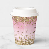 Gobelets En Papier Guillemet de Parties scintillant Gold Sparkle Pink (Droite)