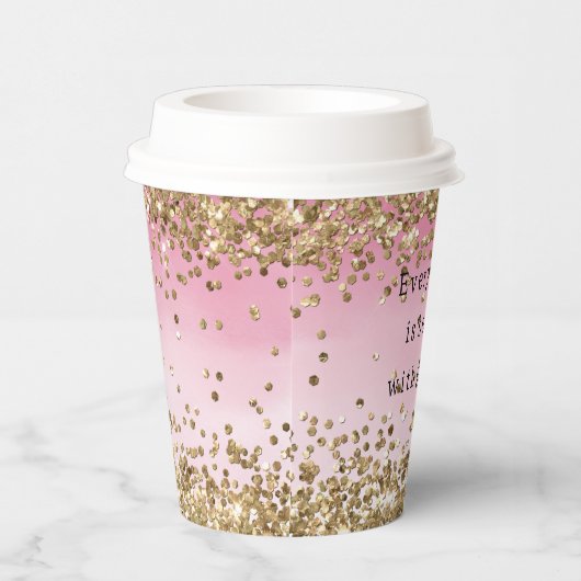 Gobelets En Papier Guillemet de Parties scintillant Gold Sparkle Pink (Droite)