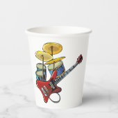 Gobelets En Papier Guitare Électrique Et Fûts (Recto)