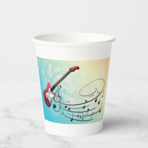Gobelets En Papier Guitare électrique Rock and Roll notes de musique 