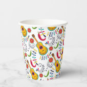 Gobelets En Papier Guitares Motifs d'art populaire mexicain (Recto)