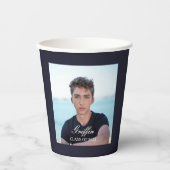 Gobelets En Papier Guy Grad Moderne Graduation Photo personnalisée (Recto)