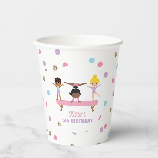 Gobelets En Papier Gymnastique anniversaire pastel (Recto)