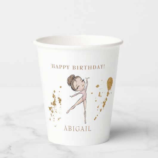 Gobelets En Papier Gymnastique féminine personnalisée Fête d'annivers (Recto)
