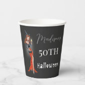 Gobelets En Papier Halloween 50 ème fête d'anniversaire de femme (Recto)