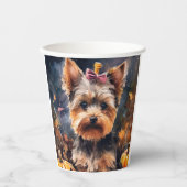 Gobelets En Papier Halloween Biewer Terrier Avec La Peur Citrouille (Recto)
