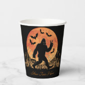 Gobelets En Papier Halloween Bigfoot Orange et Noir Personnalisable (Verso)