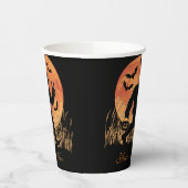 Gobelets En Papier Halloween Bigfoot Orange et Noir Personnalisable (Gauche)