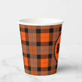 Gobelets En Papier Halloween Black Orange Plaid Boo ! (Recto)