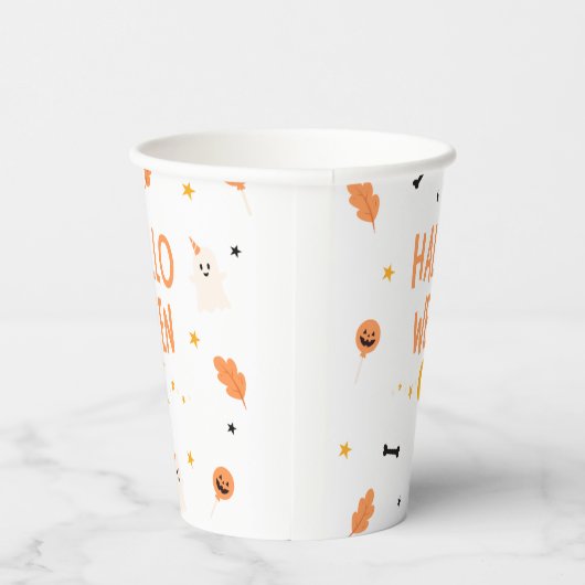 Gobelets En Papier Halloween blanc et noir (Droite)