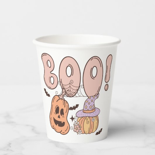 Gobelets En Papier Halloween Boo (Recto)
