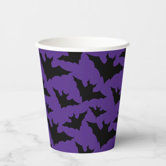 Gobelets En Papier Halloween chauves-souris violet cool éffrayant mot (Recto)