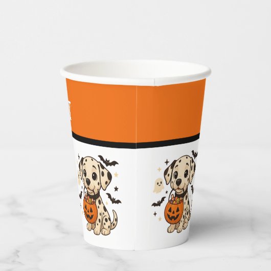 Gobelets En Papier Halloween Chien Dalmatien Trick ou traitement (Droite)
