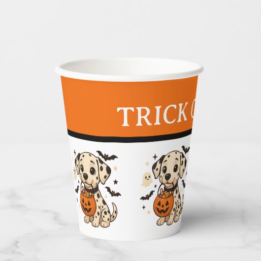 Gobelets En Papier Halloween Chien Dalmatien Trick ou traitement (Recto)