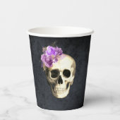 Gobelets En Papier Halloween Crâne pourpre Roses (Verso)