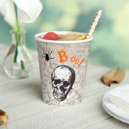 Gobelets En Papier Halloween crâne vintage (Insitu)