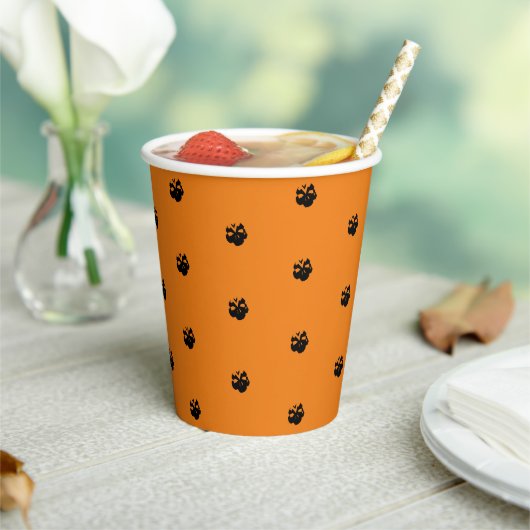 Gobelets En Papier Halloween crânes noir orange motif parti (Insitu)