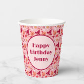 Gobelets En Papier Halloween Cute Birthday Ajouter Nom Pink Pastel (Recto)