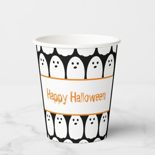 Gobelets En Papier Halloween Cute Ghosts (Recto)