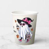 Gobelets En Papier Halloween Cute Stylish Witch Ghost Elegant Café (Verso)