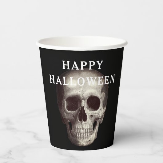 Gobelets En Papier Halloween d'adulte à crâne noir (Verso)