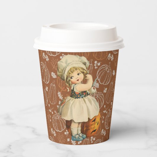 Gobelets En Papier Halloween de la pomme de sculpture de fille (Verso)