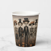 Gobelets En Papier Halloween déplaisant de la famille de squelettes (Verso)