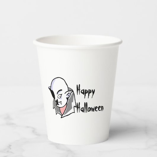 Gobelets En Papier Halloween Dracula tiré à la main (Recto)