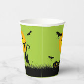 Gobelets En Papier Halloween en chats noirs et chauves-souris (Droite)