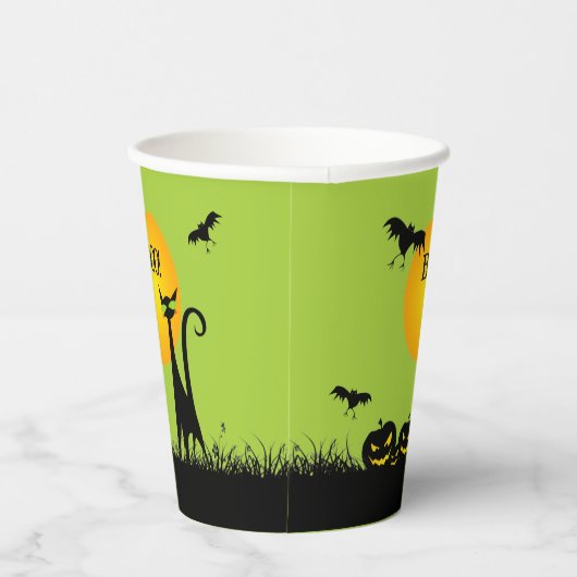 Gobelets En Papier Halloween en chats noirs et chauves-souris (Droite)