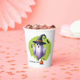 Gobelets En Papier HALLOWEEN Fantôme Avec Un Chapeau De Sorcière Et U