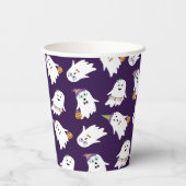 Gobelets En Papier Halloween Fantômes Tricoter Ou Traiter (Verso)