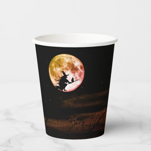 Gobelets En Papier Halloween fête Black Night Pleine lune effrayant (Recto)