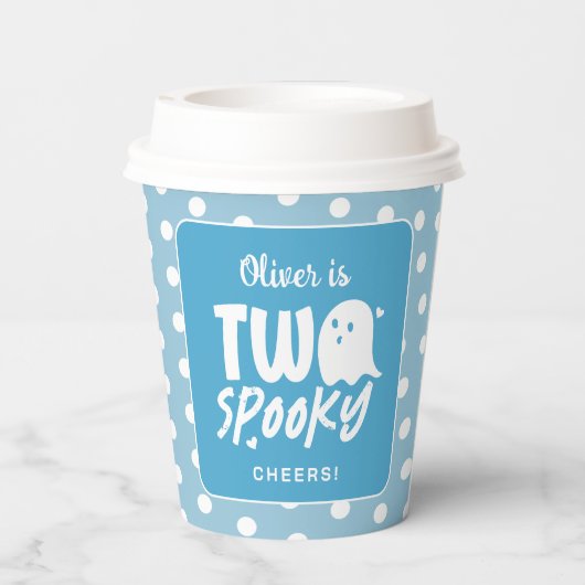 Gobelets En Papier Halloween Ghost Two Éffrayant Boy 2e anniversaire (Verso)
